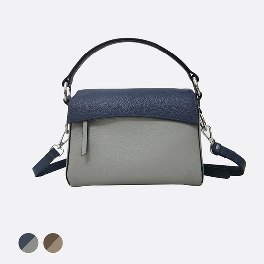 Women's genuine cowhide leather handbag Trika design with mixed colors