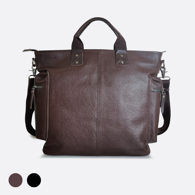 Unisex genuine cowhide leather tote bag Perry design