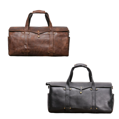 Unisex Women's and Men's genuine cowhide vintage leather duffel travel bag