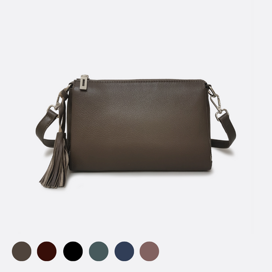 Women's genuine cowhide leather handbag Vivien tassel design