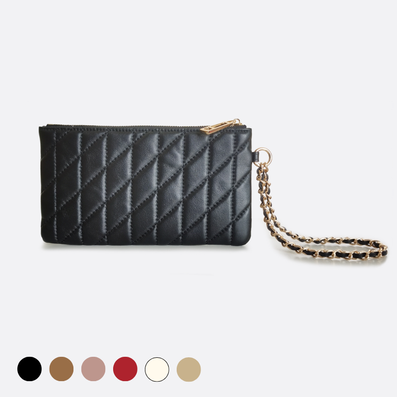 Women's genuine lambskin leather clutch Vyar design