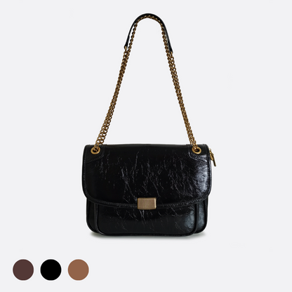 Women's genuine waxed cowhide leather messenger satchel bag