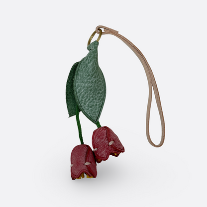 Women's genuine cowhide leather flower bag charm V3