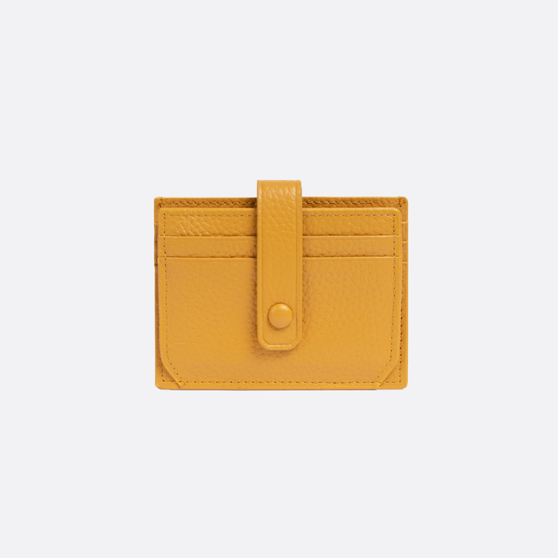Unisex cowhide leather card holder with buckle