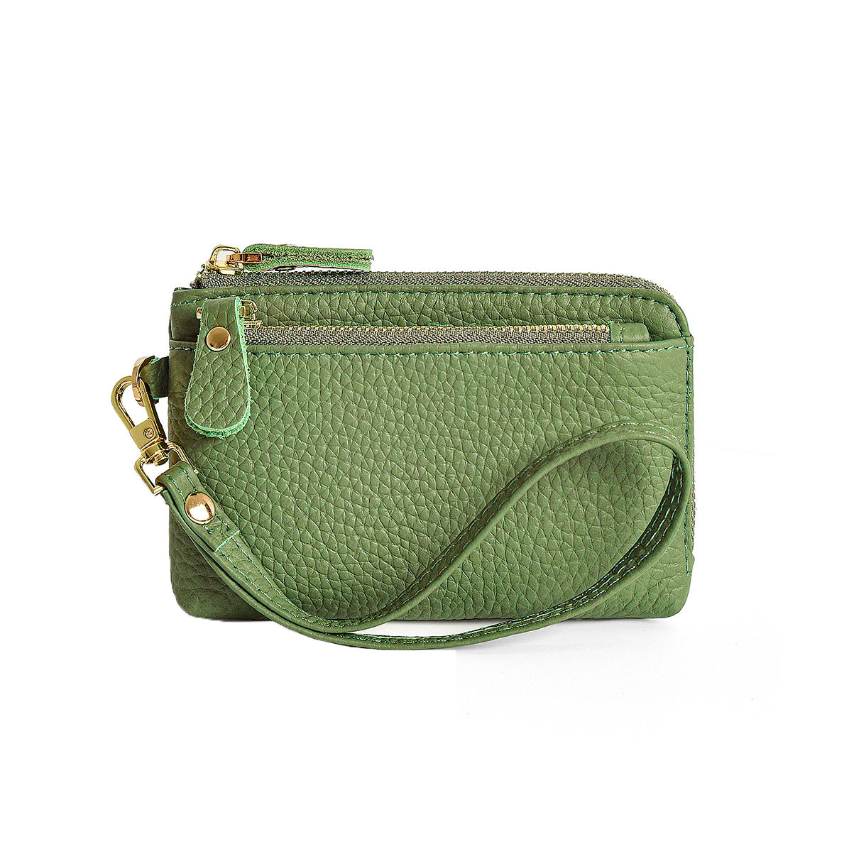 Women's genuine cowhide leather purse/ coin pouch Triple zip design