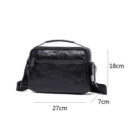 Unisex genuine cowhide leather satchel top handle messenger sling bag handbag