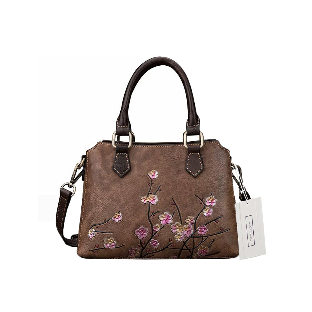 Women's embossed genuine cowhide leather handbag Kunis design