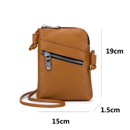 Women's genuine cowhide leather handphone bag Mirren Zip design