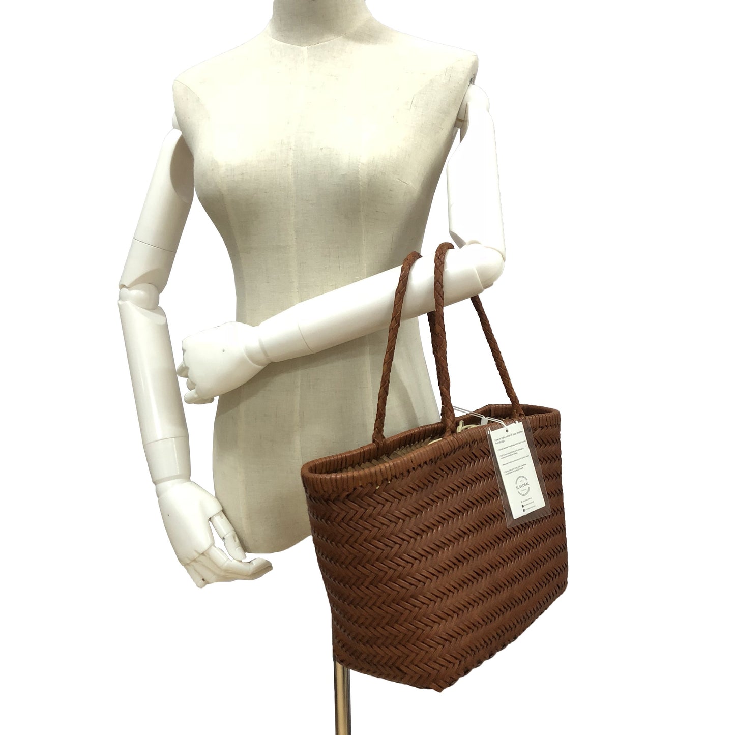 Women's handwoven genuine cowhide leather handbag Top Handle shopping tote by Tomorrow Closet