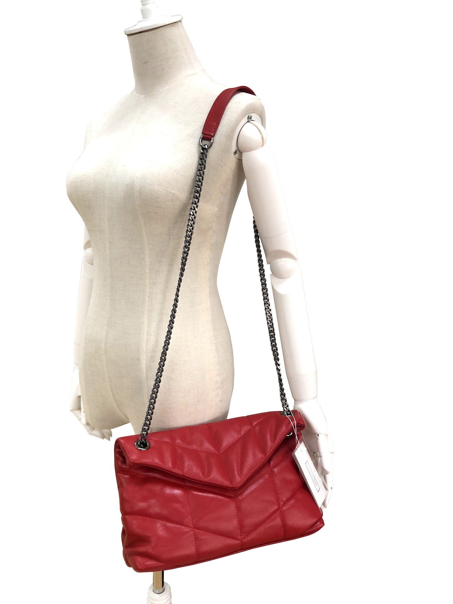 Women's lambskin leather handbag Puffy Messenger sling bag by Tomorrow Closet