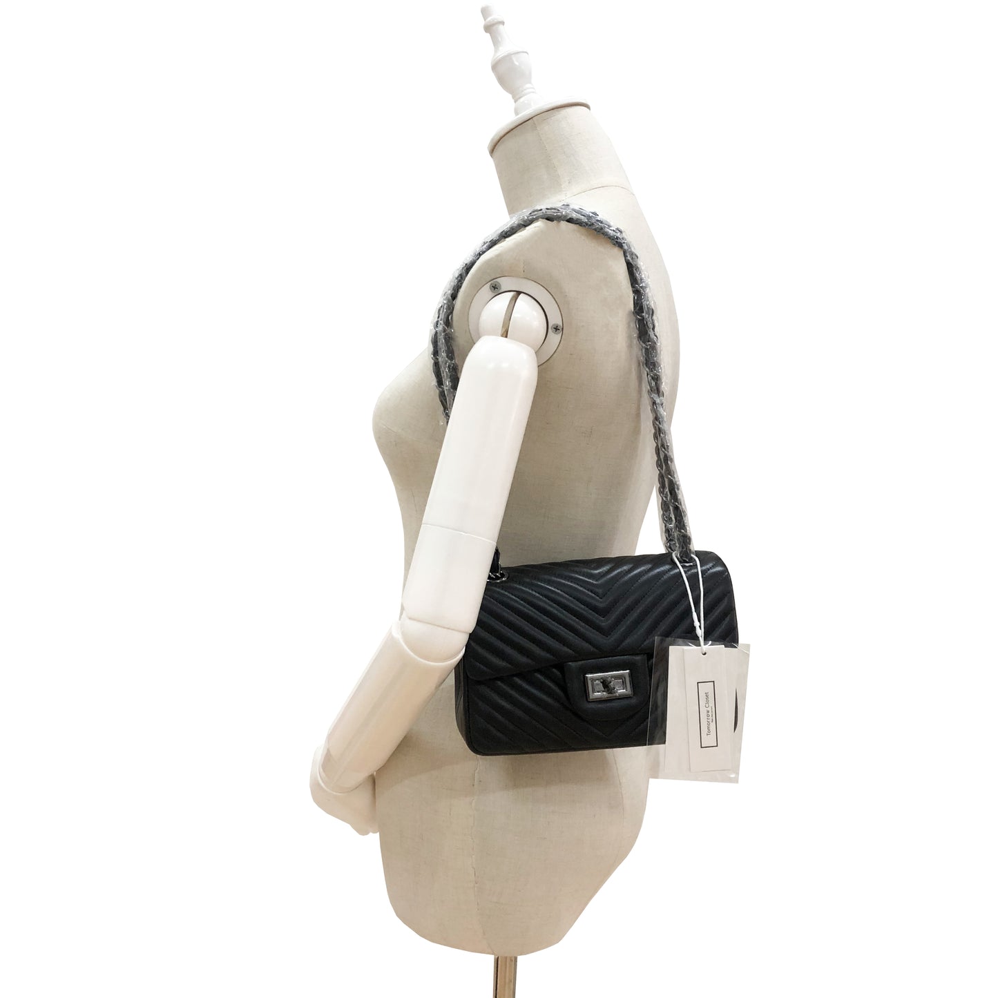 Women's lambskin leather crossbody handbag Vyar chevron design by Tomorrow Closet