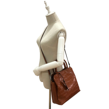 Women's genuine cowhide leather handbag in crocodile print Barbara design by Tomorrow Closet