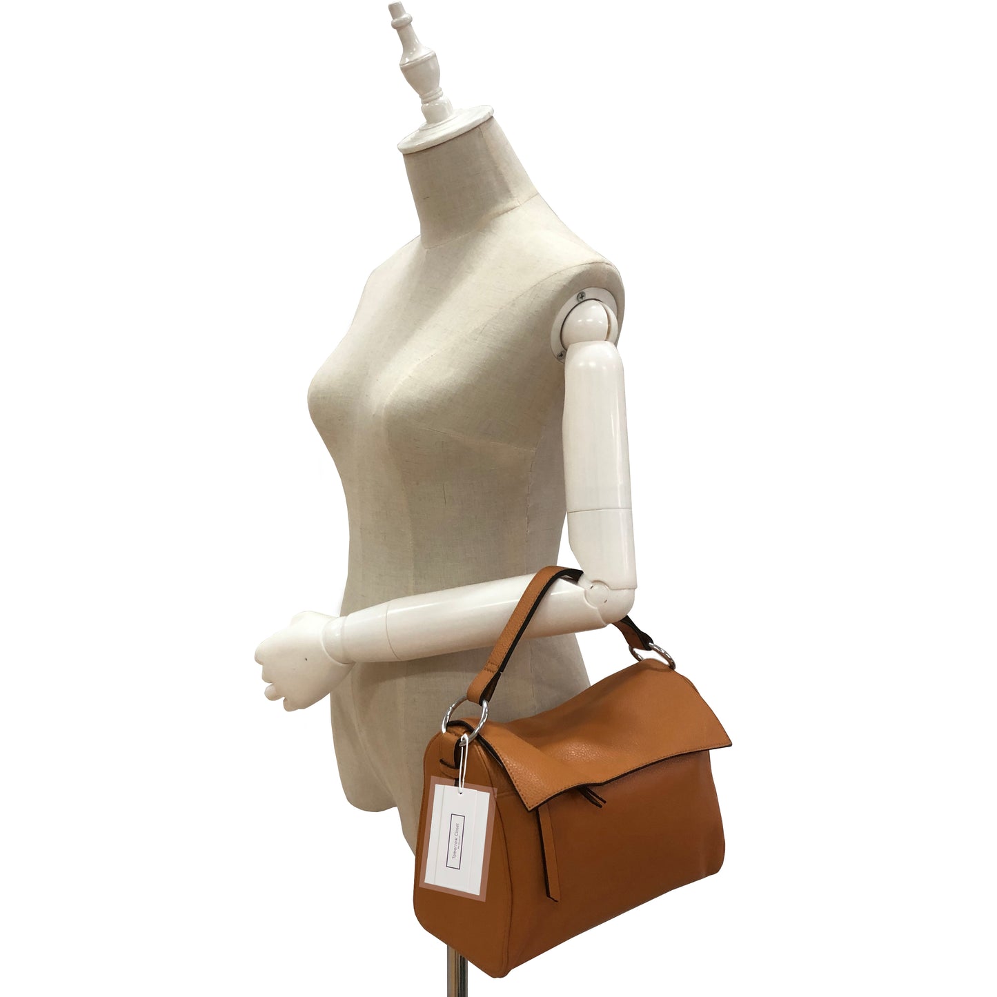 Women's genuine cowhide leather handbag Trika V2 design with 2 straps by Tomorrow Closet