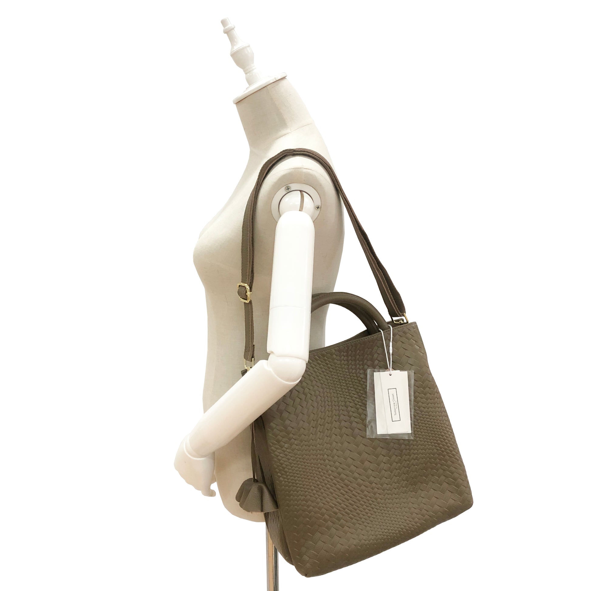 Women's genuine cowhide leather handbag Kriz design with handwoven print by Tomorrow Closet