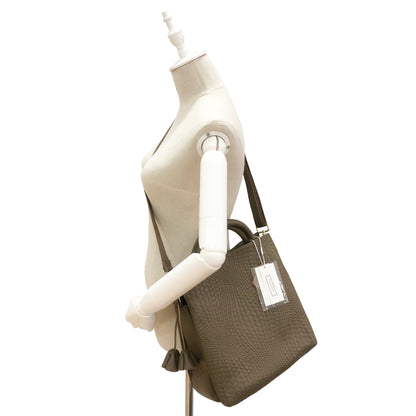 Women's genuine cowhide leather handbag Kriz design with handwoven print by Tomorrow Closet