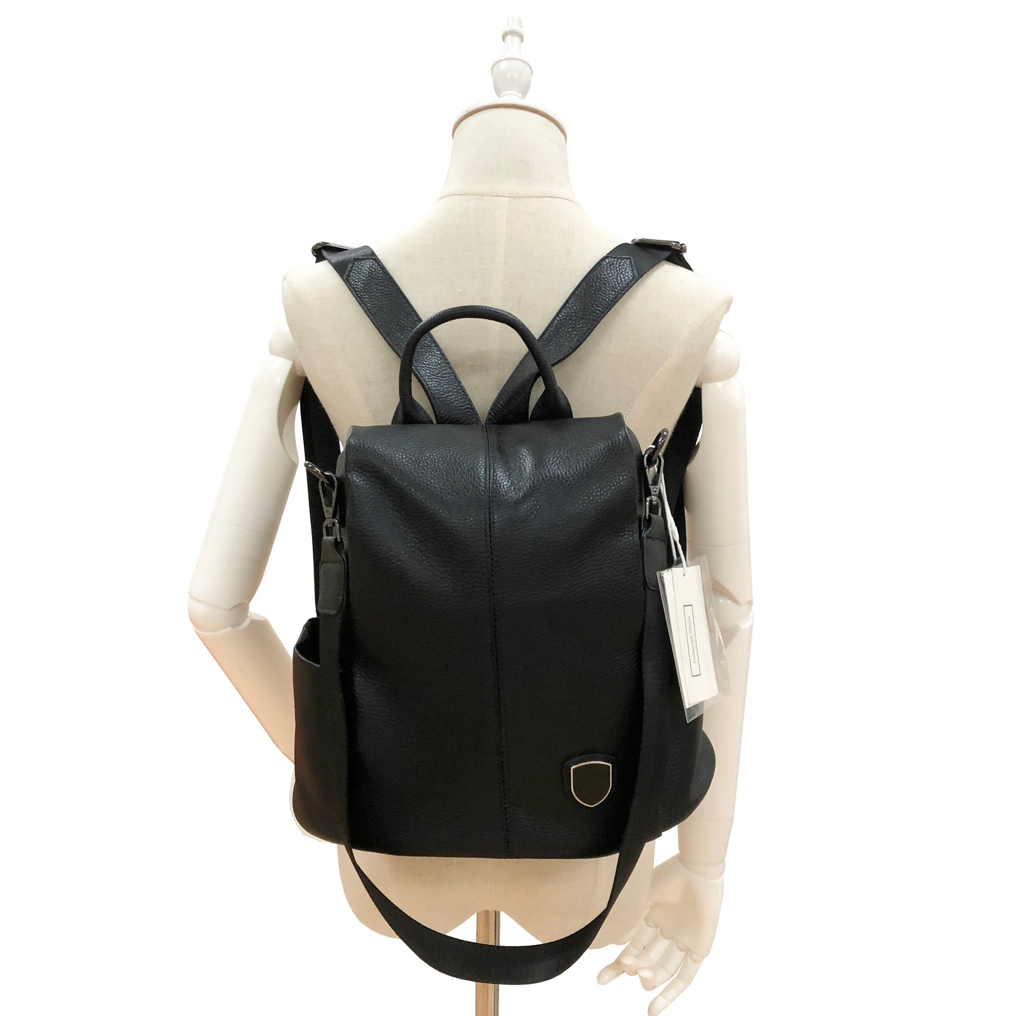 Women's and Men's unisex cowhide leather Flap design anti theft backpack by Tomorrow Closet