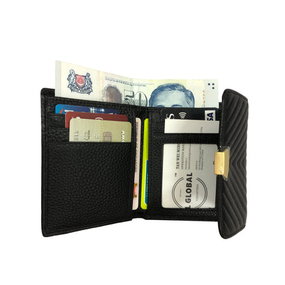 Women's cowhide leather short wallet/purse Chevron design by Tomorrow Closet