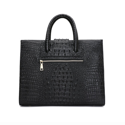 Women's genuine cowhide leather handbag Potter V2 design in crocodile print by Tomorrow Closet