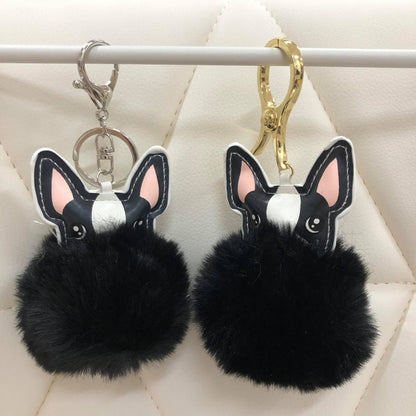 Puppy with fur ball bag charm by Tomorrow Closet