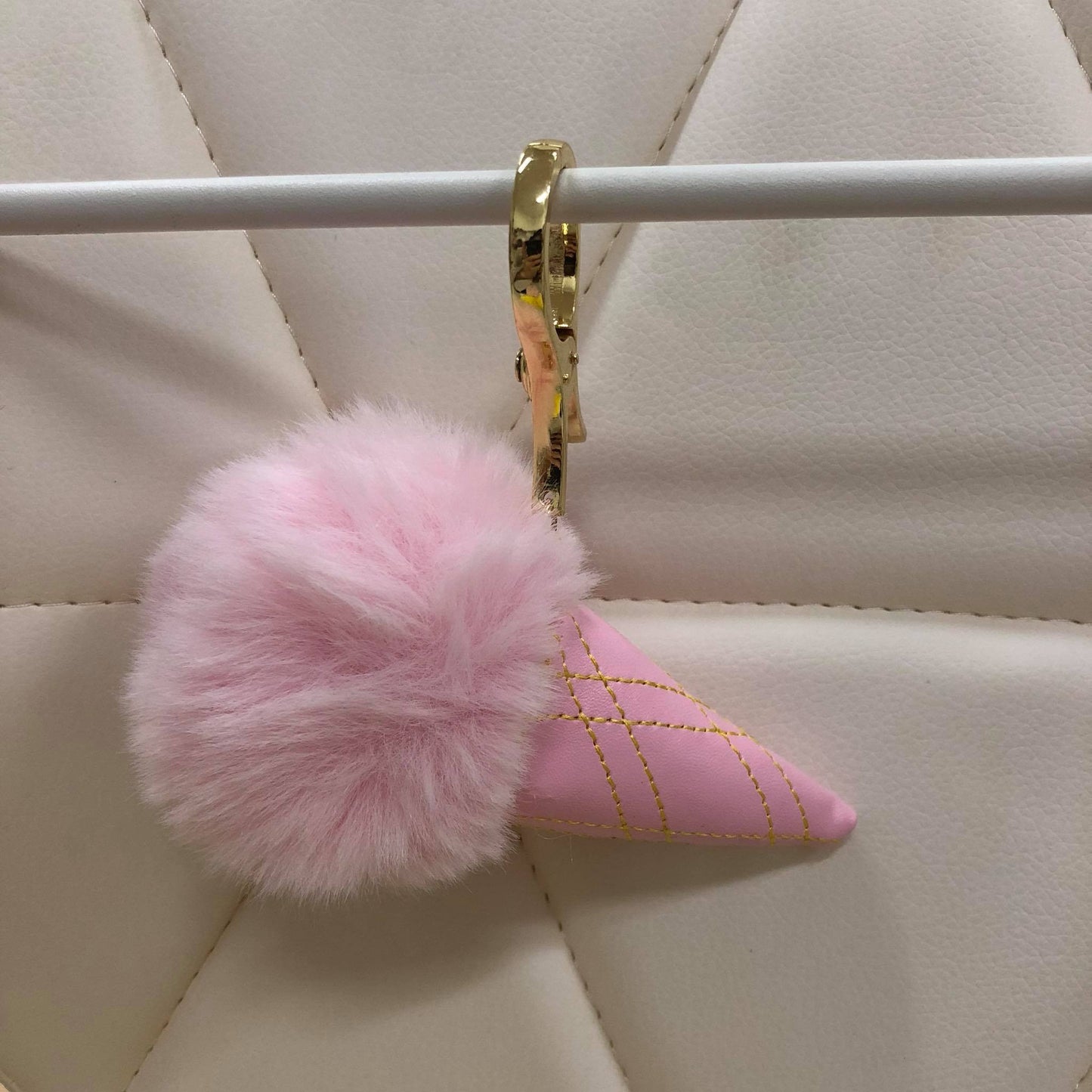 Ice cream fur ball bag charm by Tomorrow Closet