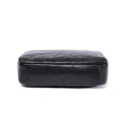 Unisex genuine cowhide leather satchel top handle messenger sling bag handbag