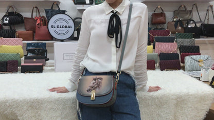 Women's genuine cowhide leather engraved handbag Edgar design