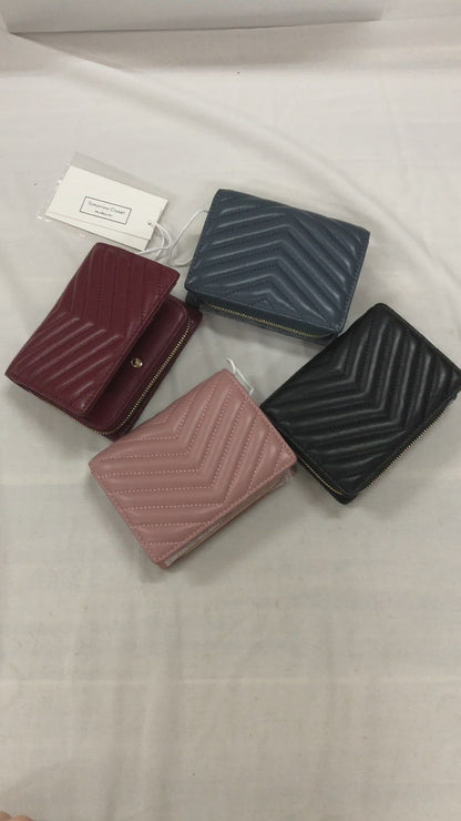Women's lambskin leather short wallet/purse Chevron V2 design