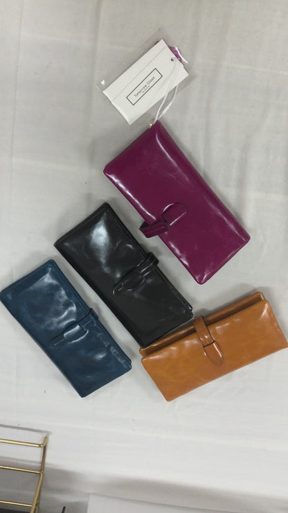 Women's waxed cowhide leather wallet/purse Prya design