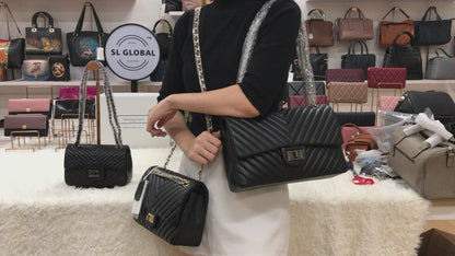 Women's lambskin leather crossbody handbag Vyar chevron design