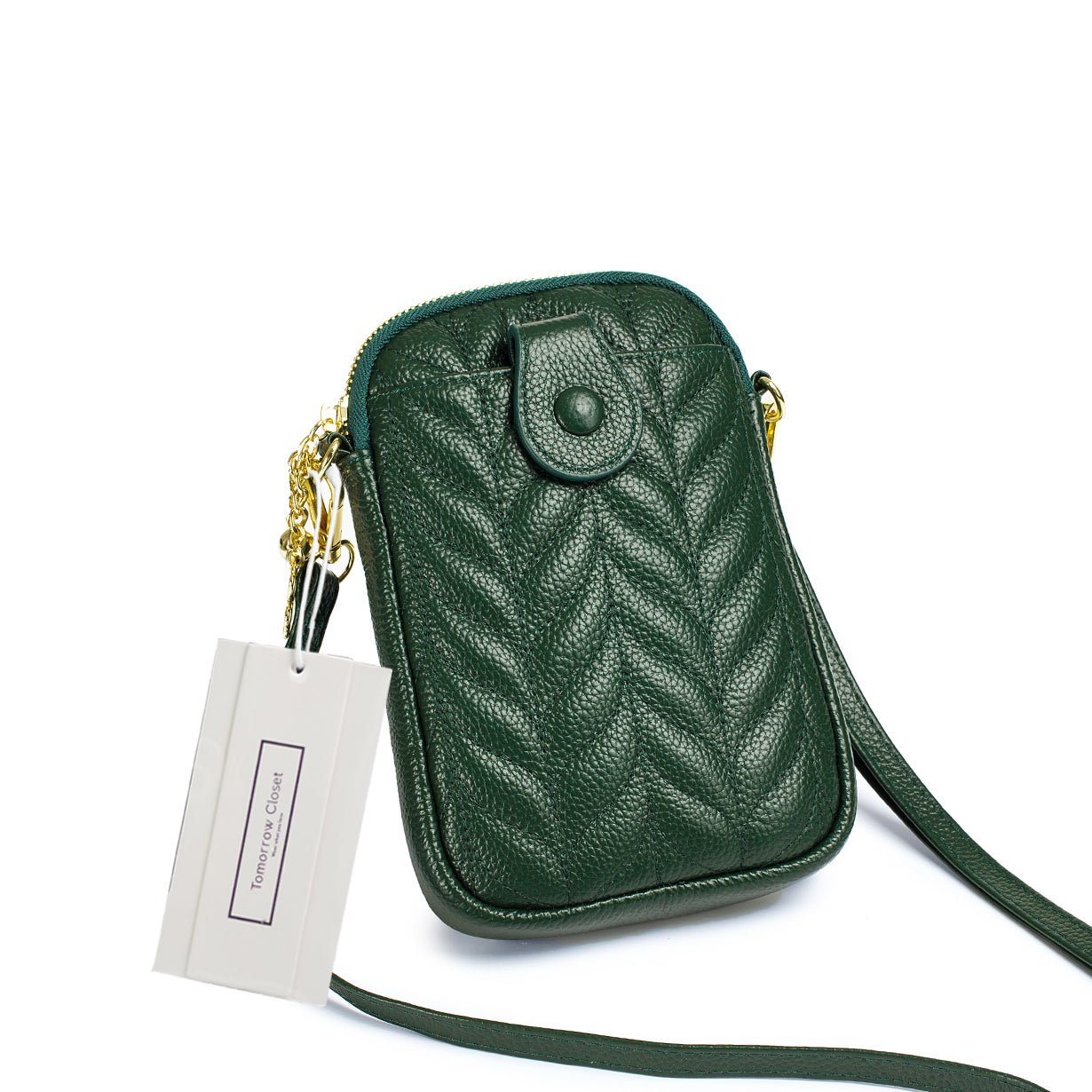 Women's genuine cowhide leather handphone bag Mirren Chevron design