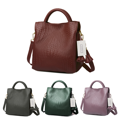 Women's genuine cowhide leather handbag Kriz design in woven print by Tomorrow Closet