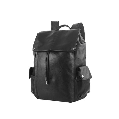 Unisex cowhide leather backpack Flap design