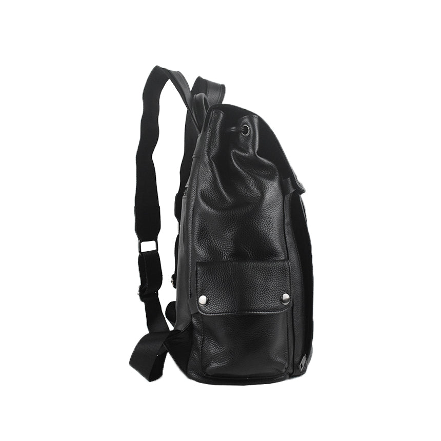 Unisex cowhide leather backpack Flap design