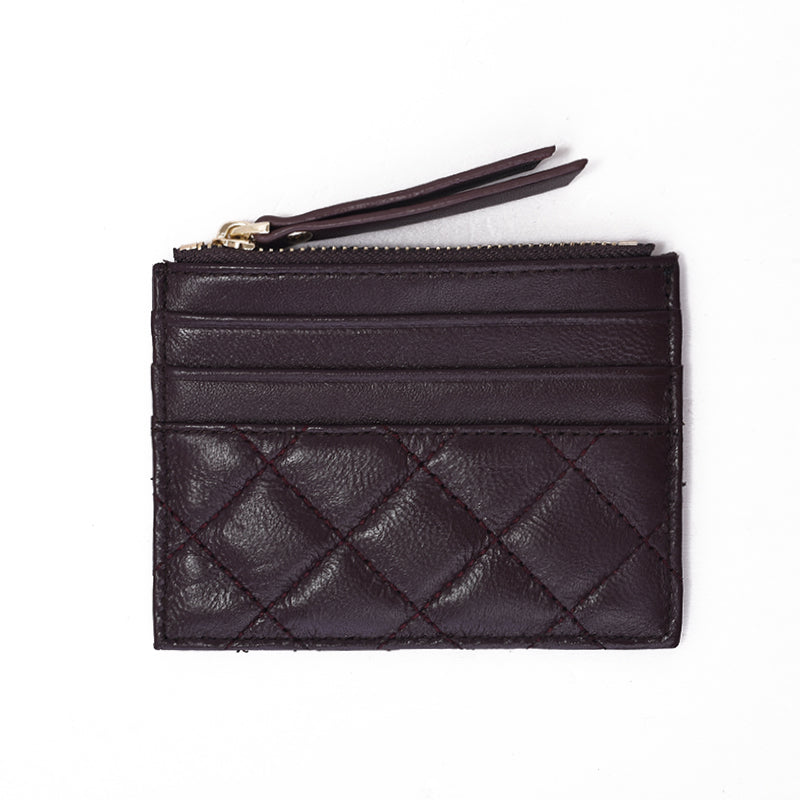 Women's genuine lambskin leather card holder with zip Vyar design