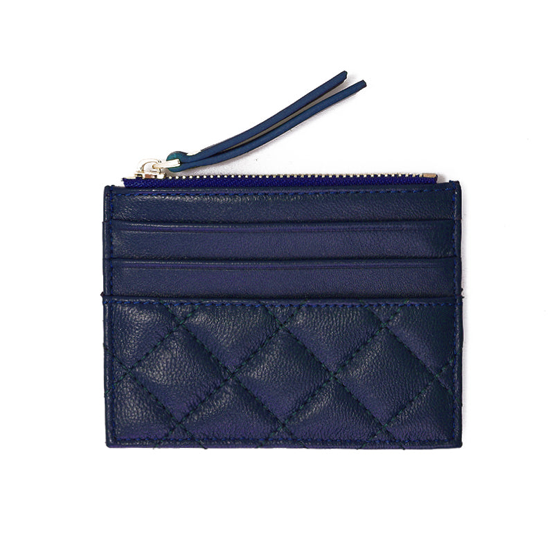 Women's genuine lambskin leather card holder with zip Vyar design