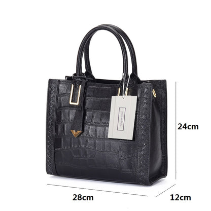Women's genuine cowhide leather handbag Potter design in crocodile print by Tomorrow Closet