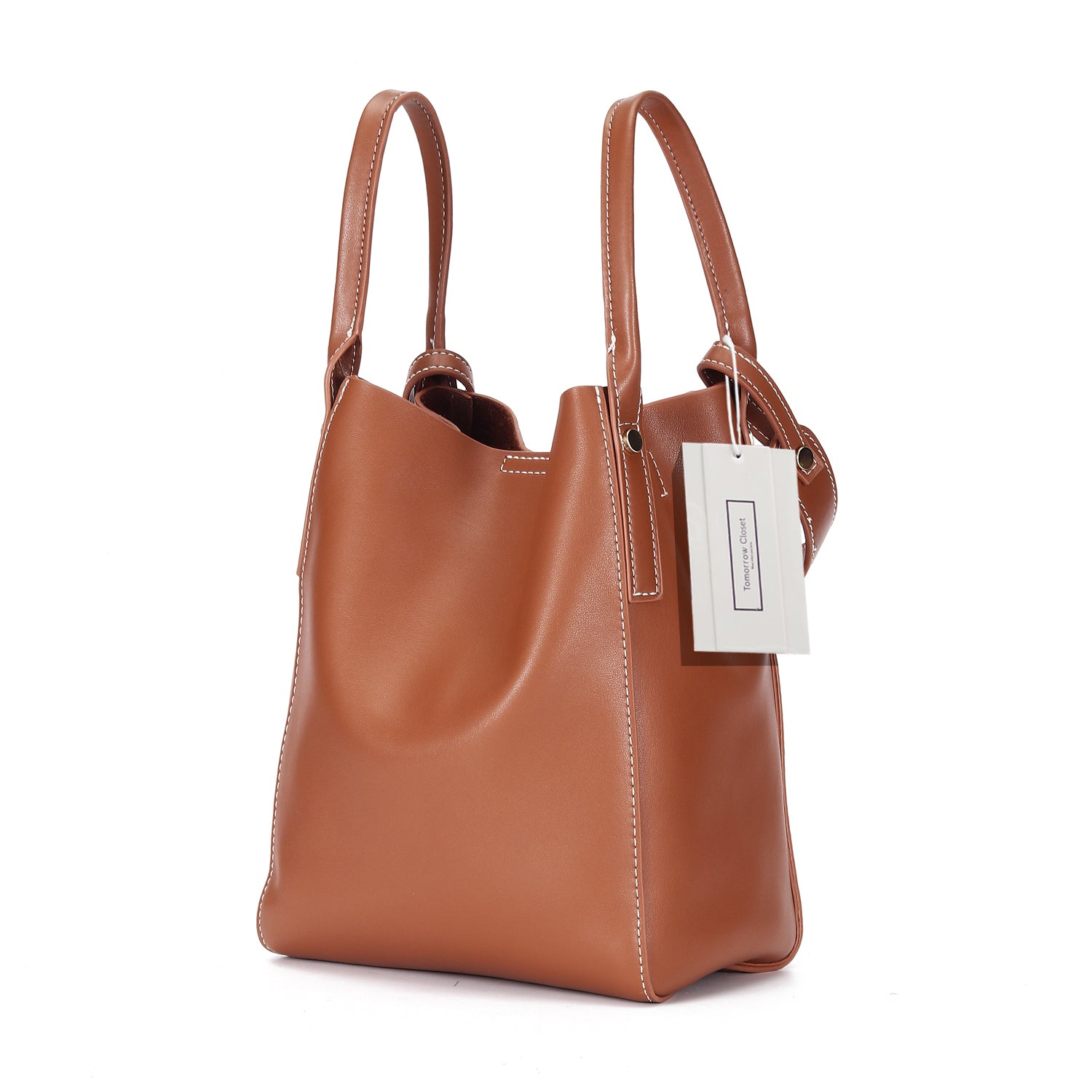 Women's genuine cowhide leather handbag Basket Lock design by Tomorrow Closet