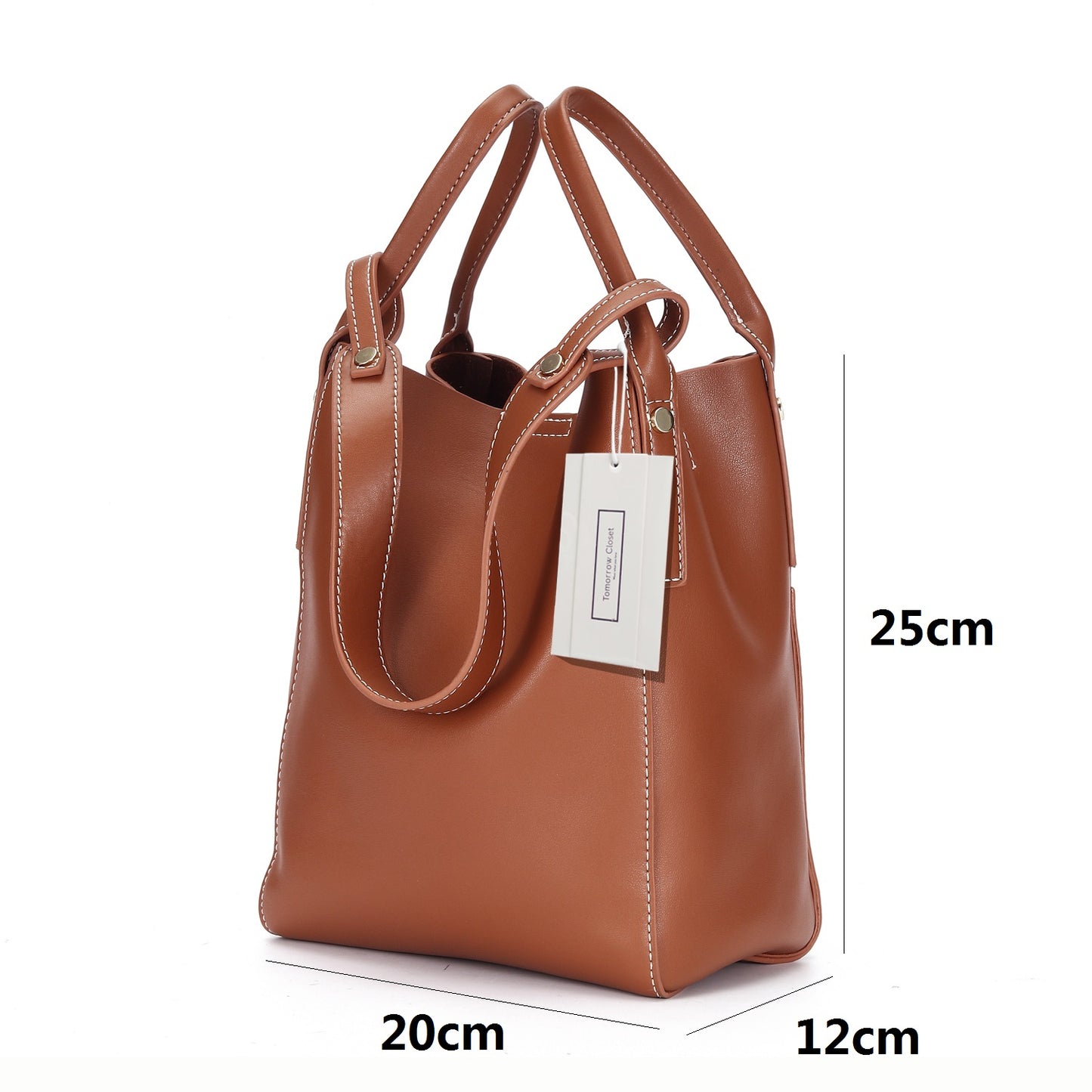 Women's genuine cowhide leather handbag Basket Lock design by Tomorrow Closet