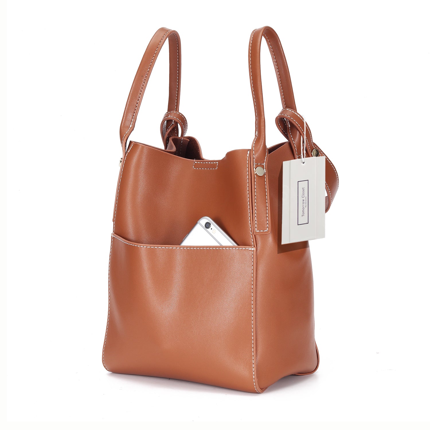 Women's genuine cowhide leather handbag Basket Lock design by Tomorrow Closet