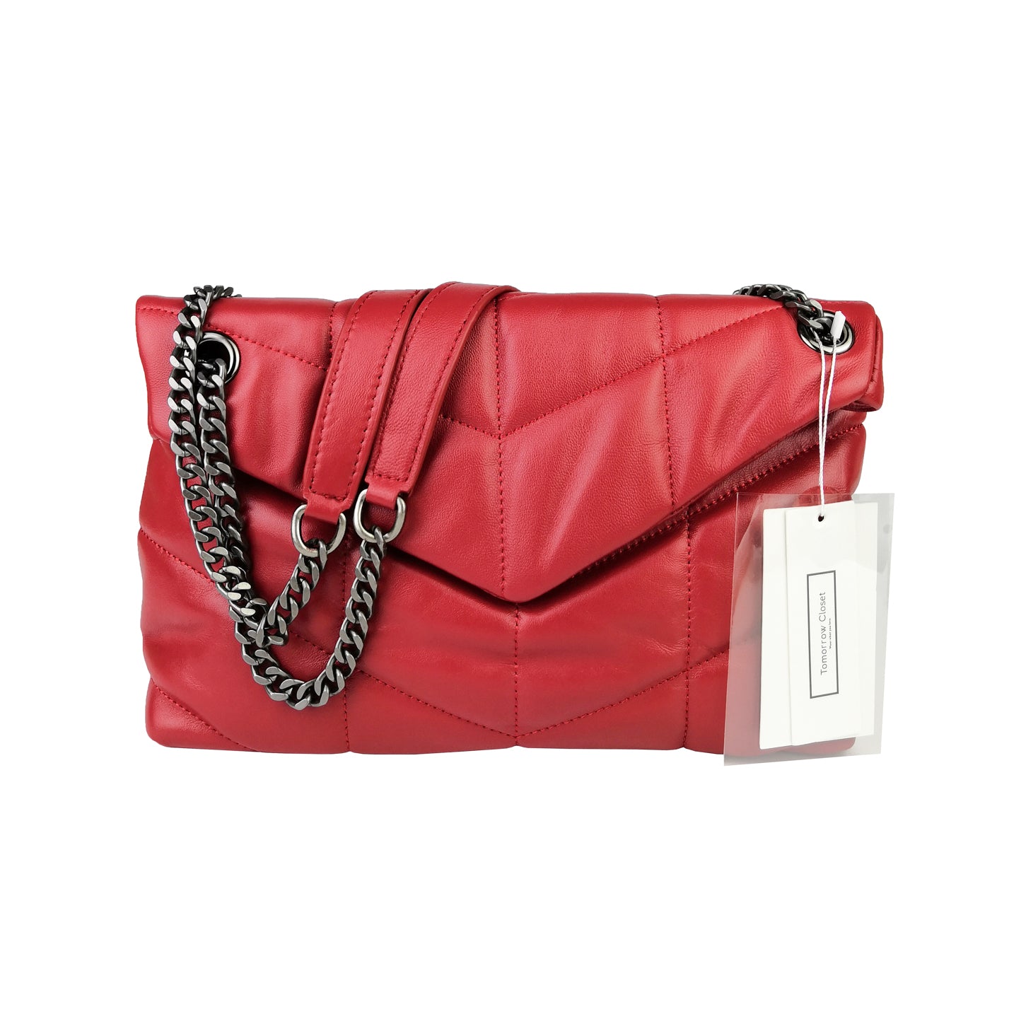 Women's lambskin leather handbag Puffy Messenger sling bag by Tomorrow Closet