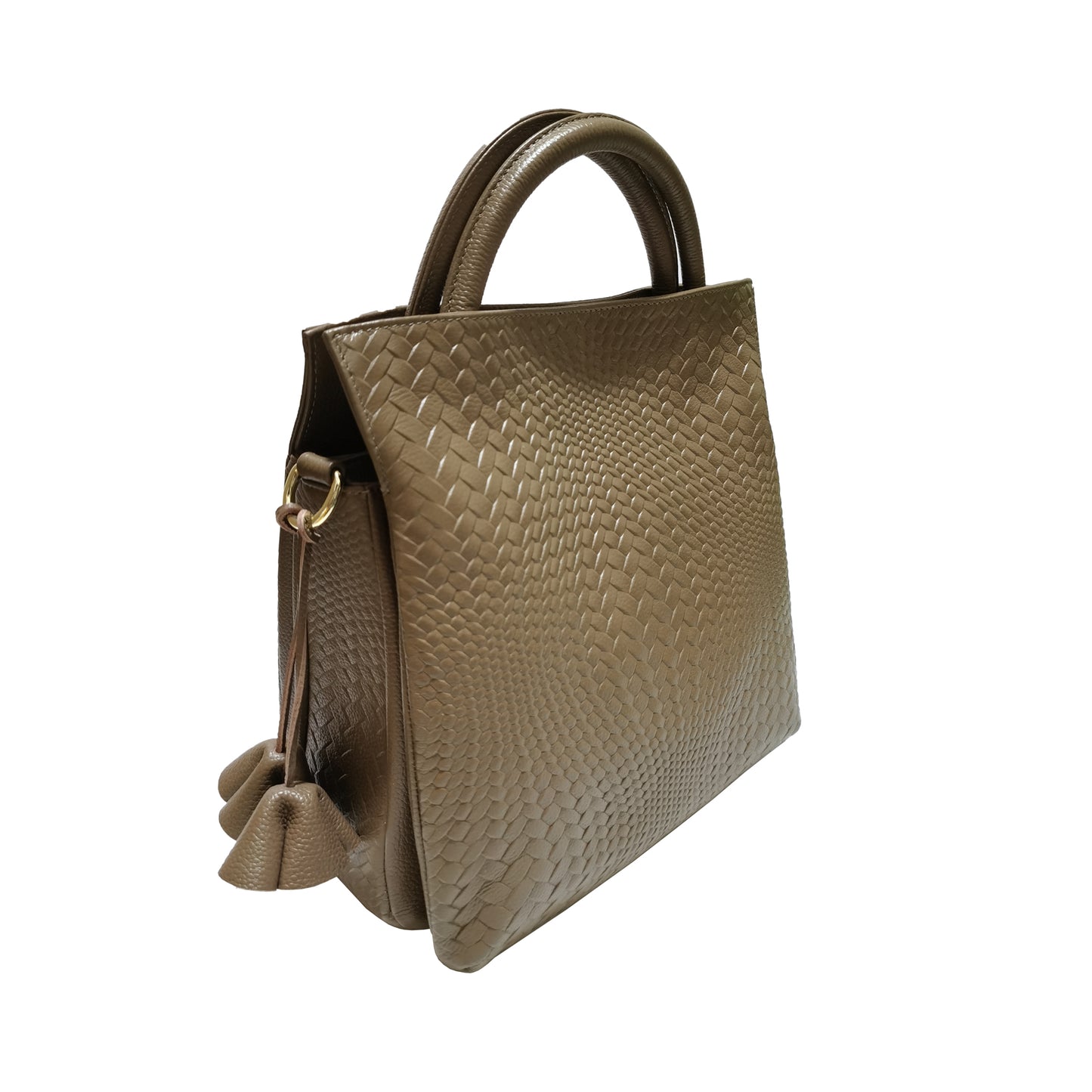 Women's genuine cowhide leather handbag Kriz design with handwoven print by Tomorrow Closet