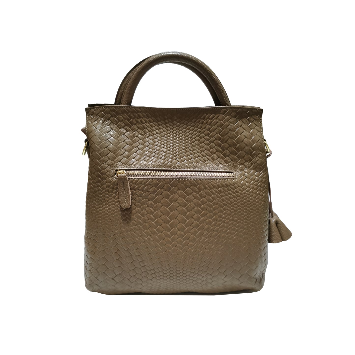 Women's genuine cowhide leather handbag Kriz design with handwoven print by Tomorrow Closet