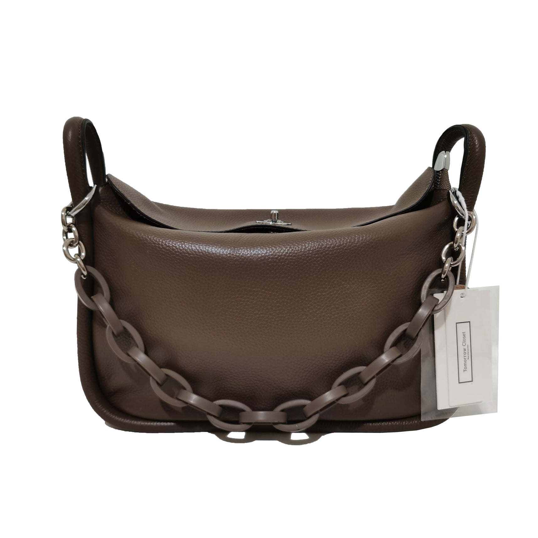 Women's genuine cowhide leather handbag Two Handle Chain design with two removable strap by Tomorrow Closet