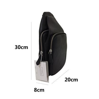 Unisex genuine cowhide leather fanny pack waist bag flap design