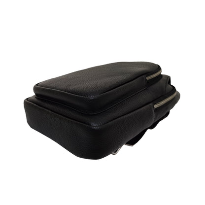 Unisex genuine cowhide leather fanny pack waist bag flap design