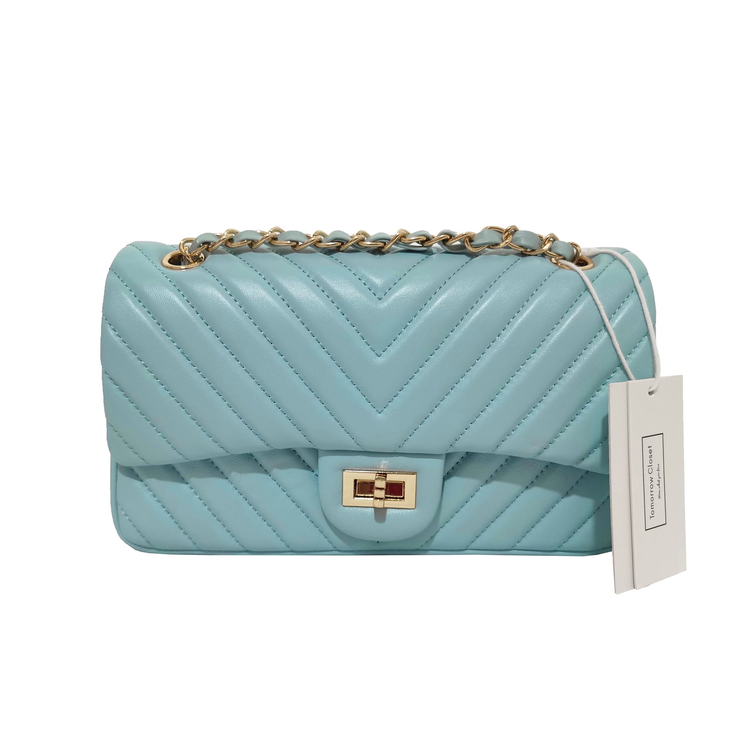 Women's lambskin leather crossbody handbag Vyar chevron design by Tomorrow Closet