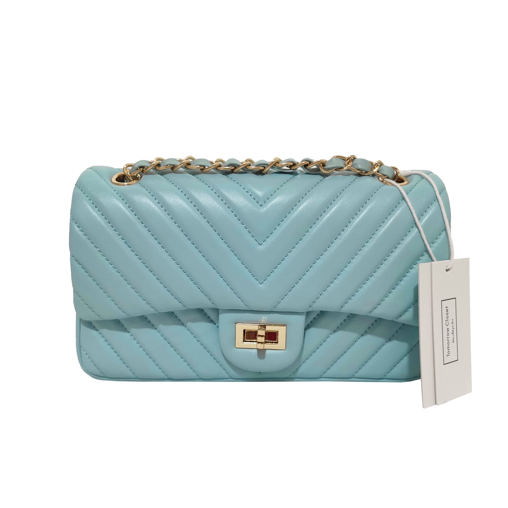 Women's lambskin leather crossbody handbag Vyar chevron design by Tomorrow Closet