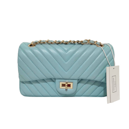Women's lambskin leather crossbody handbag Vyar chevron design by Tomorrow Closet