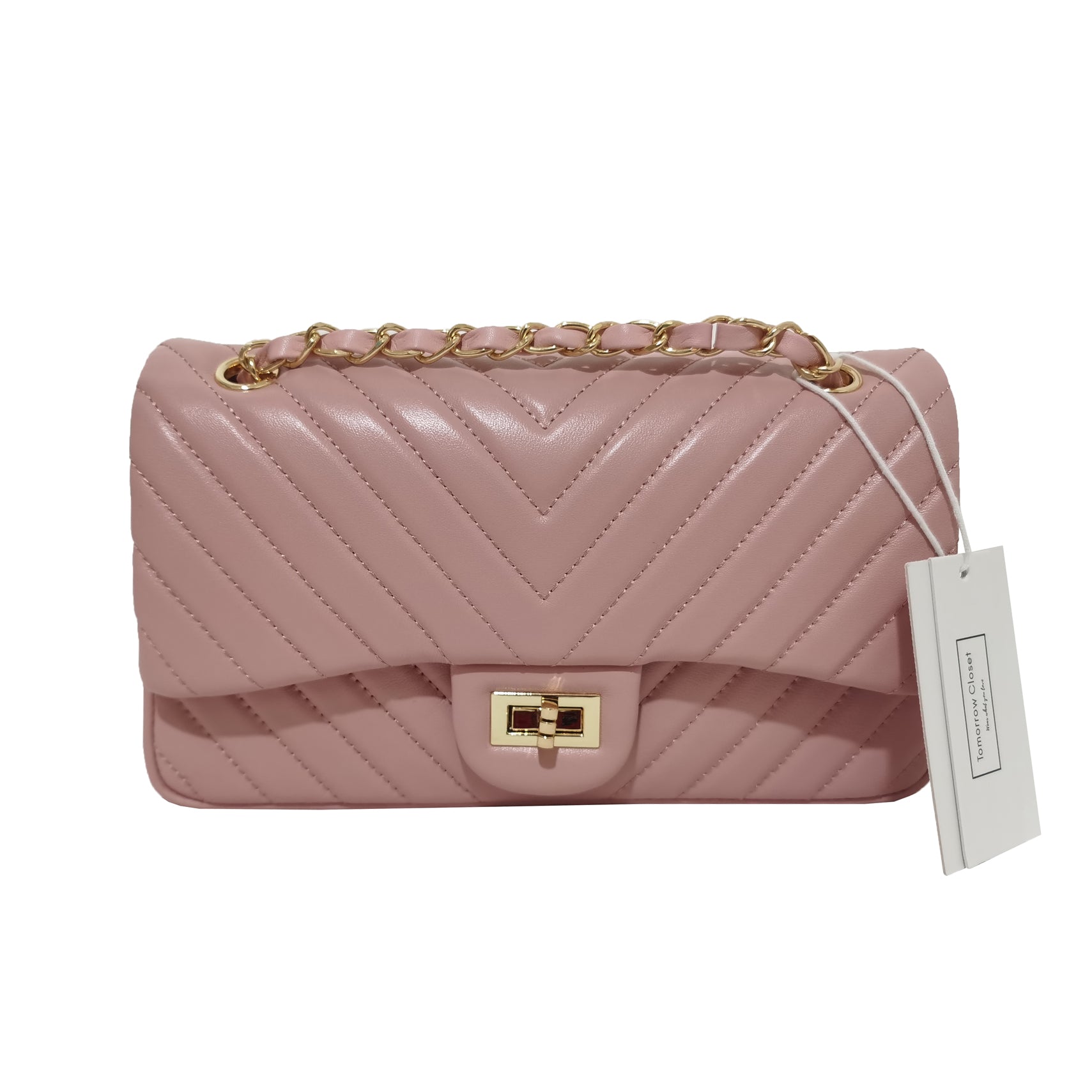 Women's lambskin leather crossbody handbag Vyar chevron design by Tomorrow Closet