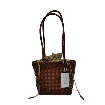 Women's genuine cowhide leather handbag Woven Basket design